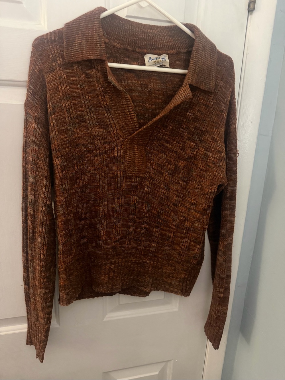 Vintage Ardleigh Sportswear Brown Open Knit Collared Sweater S